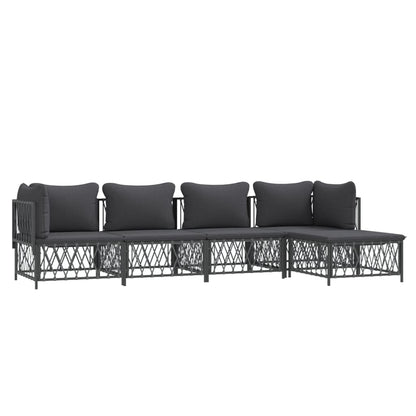 Set Salotto da Giardino 5 pz con Cuscini in Acciaio Antracite | homemem39