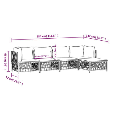 Set Salotto da Giardino 5 pz con Cuscini in Acciaio Antracite | homemem39