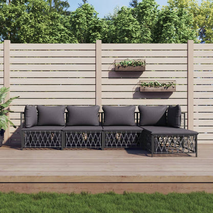 Set Salotto da Giardino 5 pz con Cuscini in Acciaio Antracite | homemem39