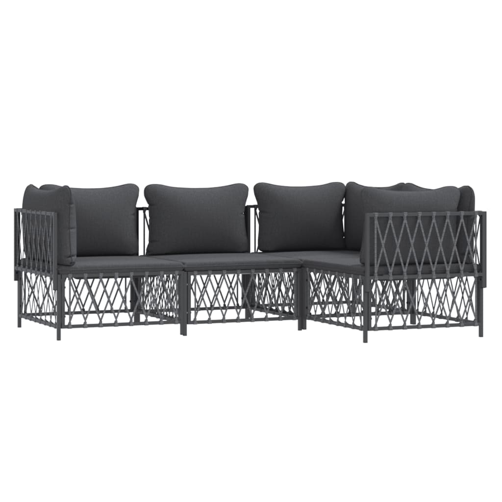 Set Salotto da Giardino 4 pz con Cuscini in Acciaio Antracite | homemem39