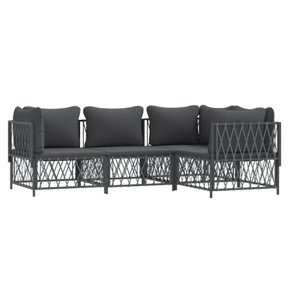 Set Salotto da Giardino 4 pz con Cuscini in Acciaio Antracite | homemem39