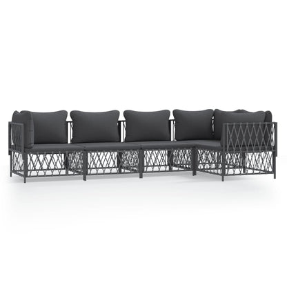 Set Salotto da Giardino 5 pz con Cuscini in Acciaio Antracite | homemem39