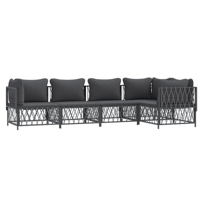 Set Salotto da Giardino 5 pz con Cuscini in Acciaio Antracite | homemem39
