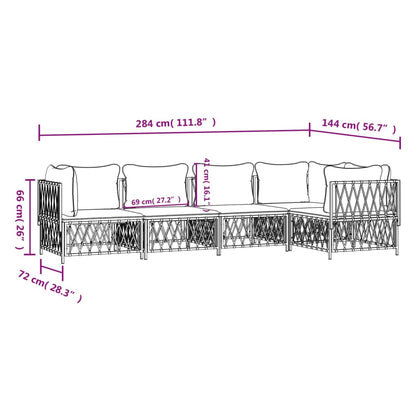 Set Salotto da Giardino 5 pz con Cuscini in Acciaio Antracite | homemem39