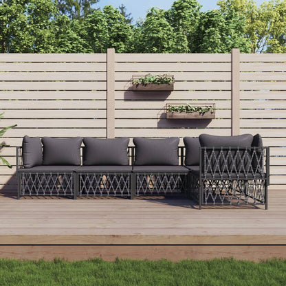 Set Salotto da Giardino 5 pz con Cuscini in Acciaio Antracite | homemem39