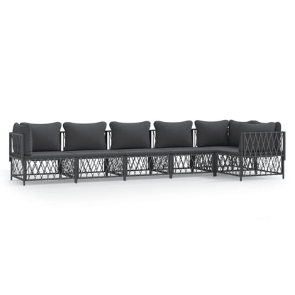 Set Salotto da Giardino 6 pz con Cuscini in Acciaio Antracite | homemem39