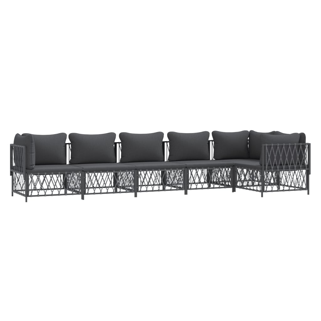 Set Salotto da Giardino 6 pz con Cuscini in Acciaio Antracite | homemem39