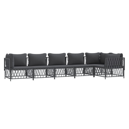 Set Salotto da Giardino 6 pz con Cuscini in Acciaio Antracite | homemem39