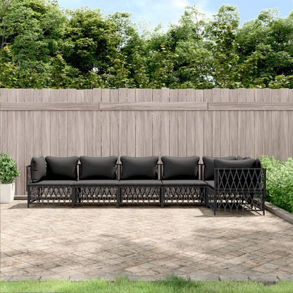 Set Salotto da Giardino 6 pz con Cuscini in Acciaio Antracite | homemem39