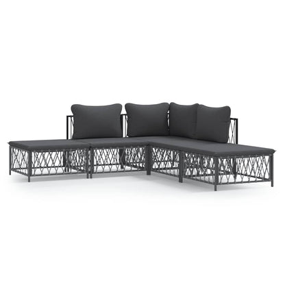 Set Salotto da Giardino 5 pz con Cuscini in Acciaio Antracite | homemem39