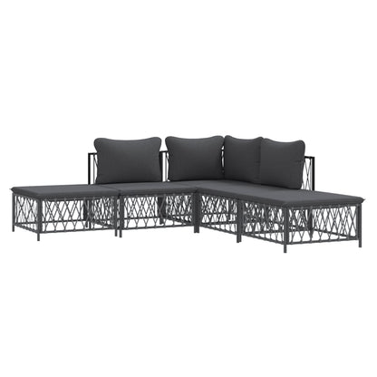 Set Salotto da Giardino 5 pz con Cuscini in Acciaio Antracite | homemem39