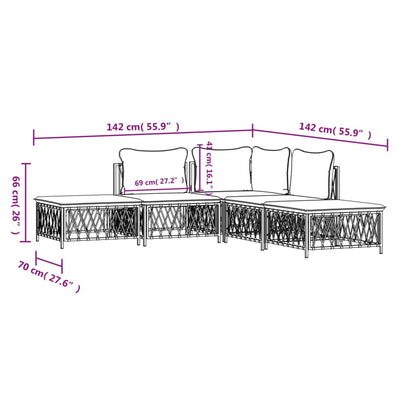 Set Salotto da Giardino 5 pz con Cuscini in Acciaio Antracite | homemem39