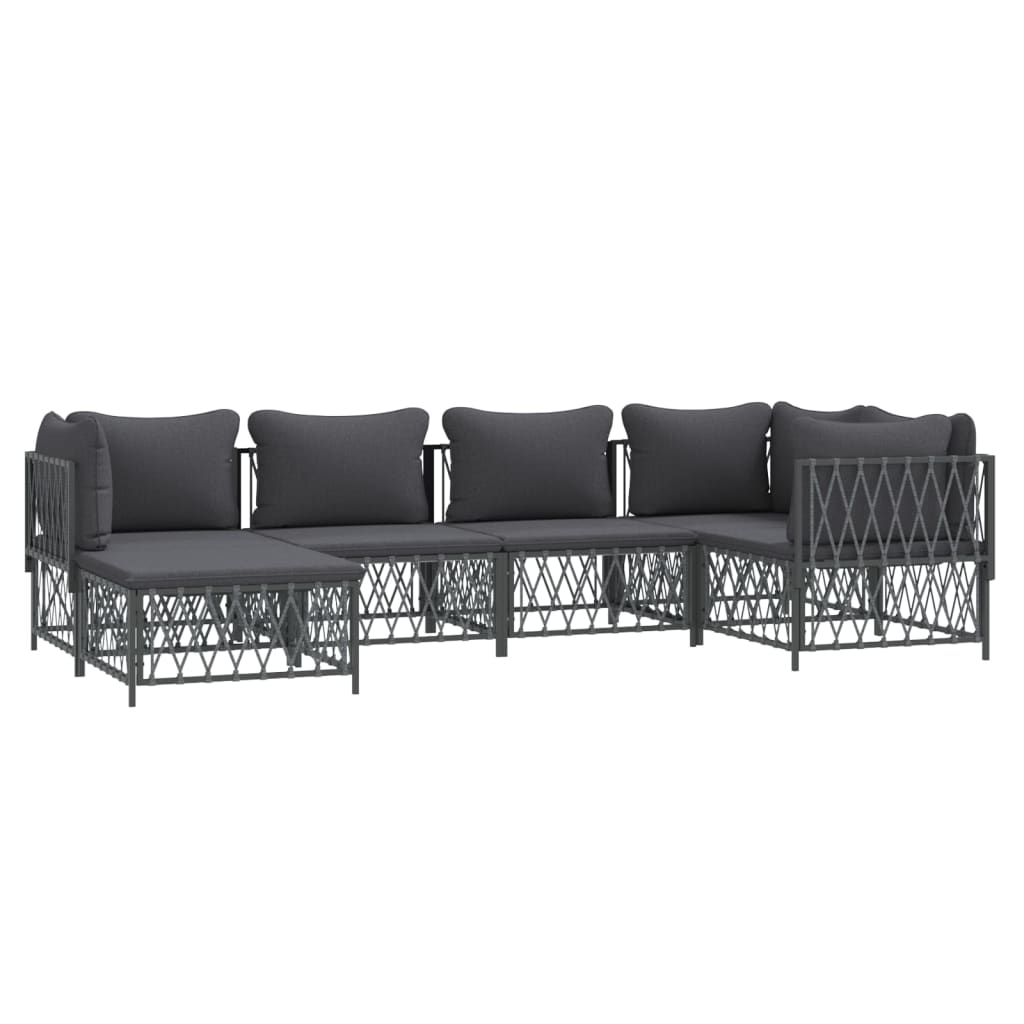 Set Salotto da Giardino 6 pz con Cuscini in Acciaio Antracite | homemem39