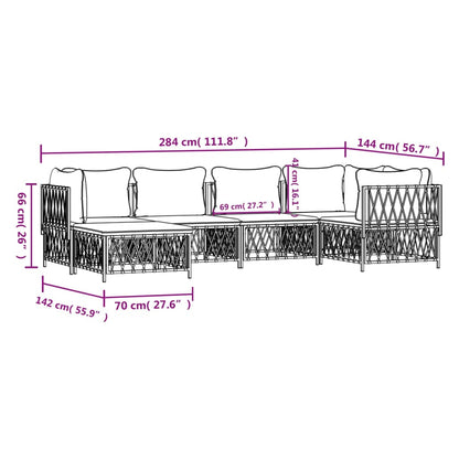 Set Salotto da Giardino 6 pz con Cuscini in Acciaio Antracite | homemem39