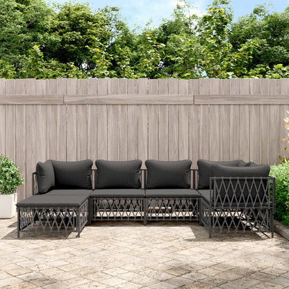 Set Salotto da Giardino 6 pz con Cuscini in Acciaio Antracite | homemem39
