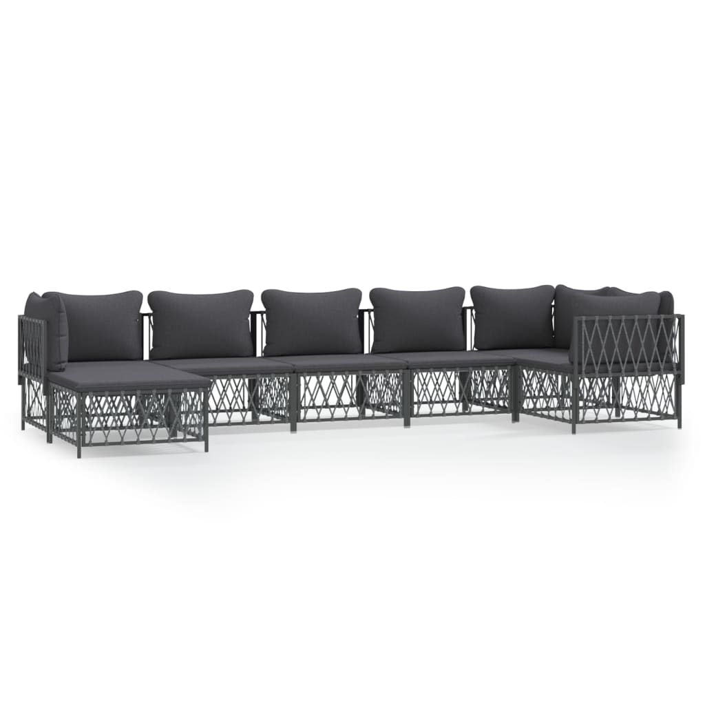 Set Salotto da Giardino 7 pz con Cuscini Antracite in Acciaio | homemem39
