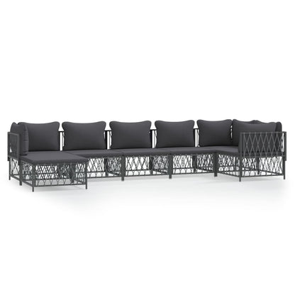 Set Salotto da Giardino 7 pz con Cuscini Antracite in Acciaio | homemem39