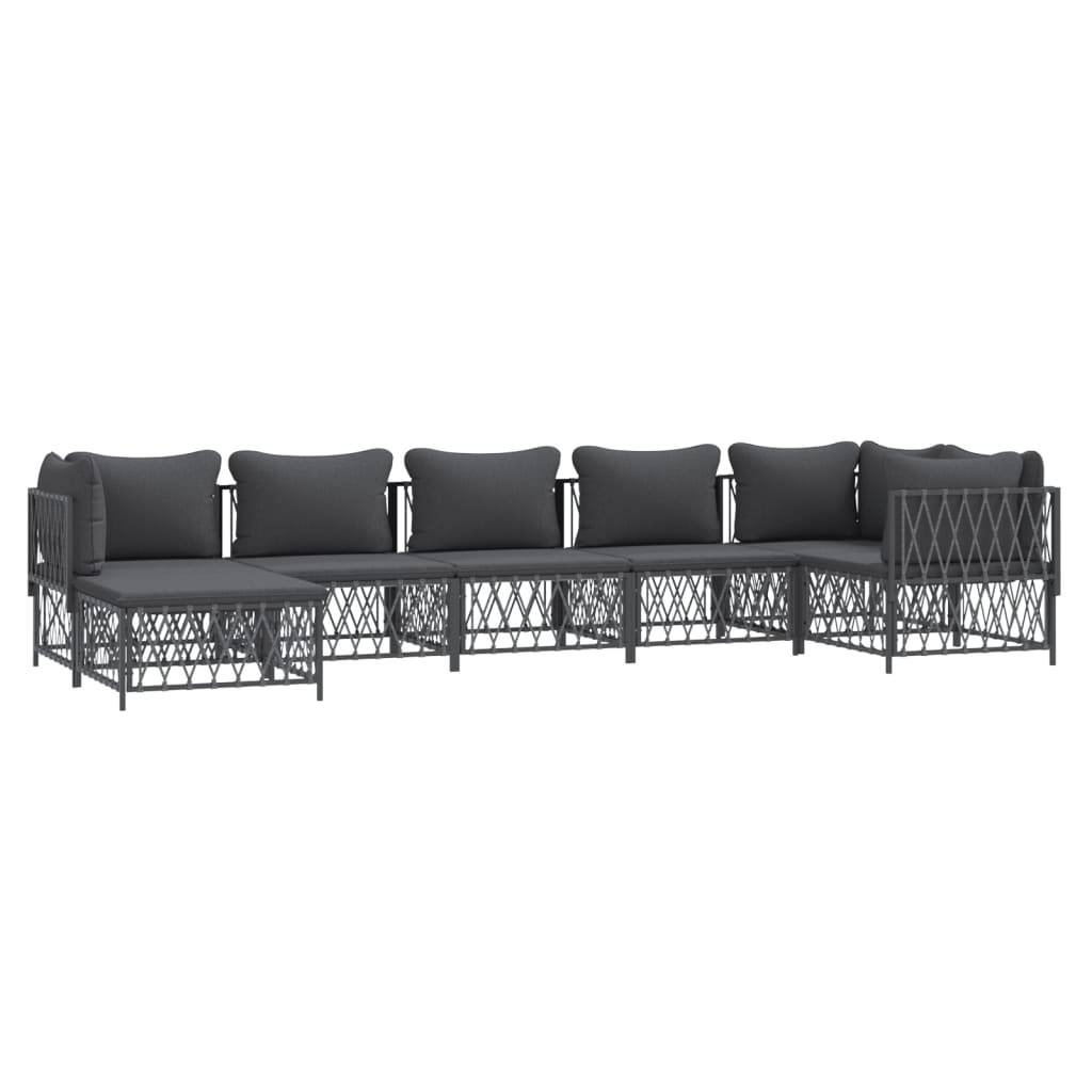 Set Salotto da Giardino 7 pz con Cuscini Antracite in Acciaio | homemem39