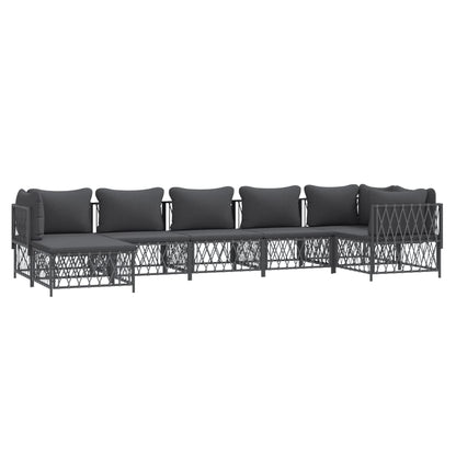 Set Salotto da Giardino 7 pz con Cuscini Antracite in Acciaio | homemem39