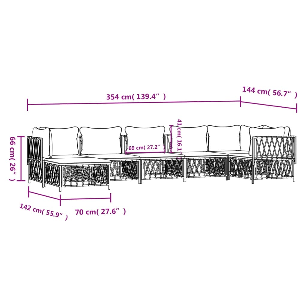 Set Salotto da Giardino 7 pz con Cuscini Antracite in Acciaio | homemem39