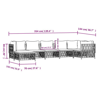 Set Salotto da Giardino 7 pz con Cuscini Antracite in Acciaio | homemem39