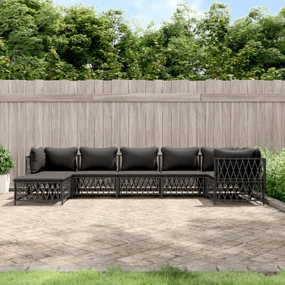 Set Salotto da Giardino 7 pz con Cuscini Antracite in Acciaio | homemem39