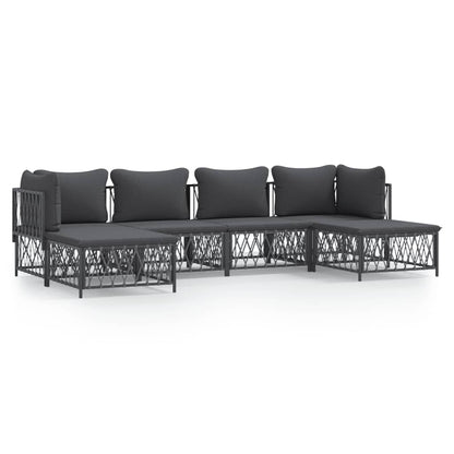 Set Salotto da Giardino 6 pz con Cuscini in Acciaio Antracite | homemem39