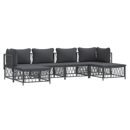 Set Salotto da Giardino 6 pz con Cuscini in Acciaio Antracite | homemem39