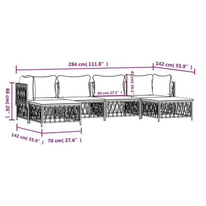 Set Salotto da Giardino 6 pz con Cuscini in Acciaio Antracite | homemem39