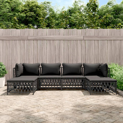 Set Salotto da Giardino 6 pz con Cuscini in Acciaio Antracite | homemem39