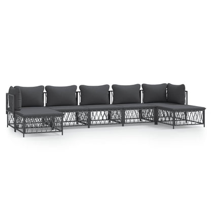 Set Salotto da Giardino 7 pz con Cuscini Antracite in Acciaio | homemem39