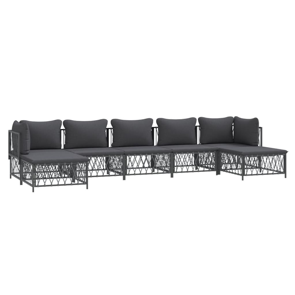 Set Salotto da Giardino 7 pz con Cuscini Antracite in Acciaio | homemem39