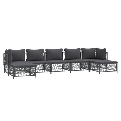 Set Salotto da Giardino 7 pz con Cuscini Antracite in Acciaio | homemem39