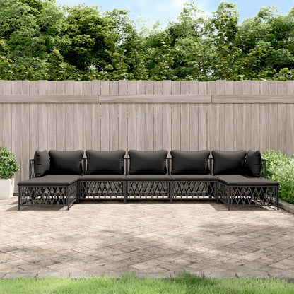 Set Salotto da Giardino 7 pz con Cuscini Antracite in Acciaio | homemem39