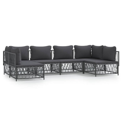 Set Salotto da Giardino 6 pz con Cuscini in Acciaio Antracite | homemem39