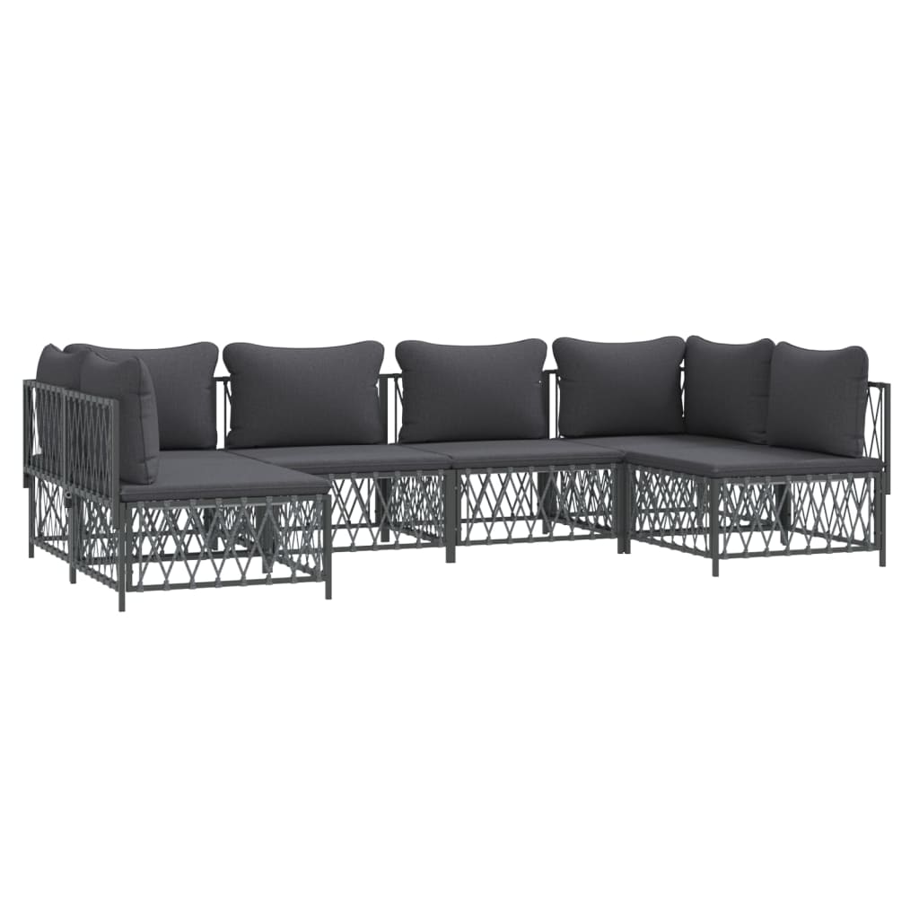 Set Salotto da Giardino 6 pz con Cuscini in Acciaio Antracite | homemem39