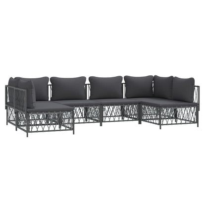 Set Salotto da Giardino 6 pz con Cuscini in Acciaio Antracite | homemem39