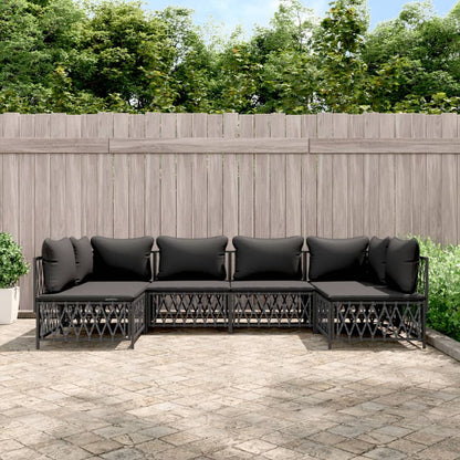 Set Salotto da Giardino 6 pz con Cuscini in Acciaio Antracite | homemem39