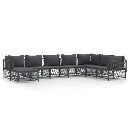 Set Salotto da Giardino 8 pz con Cuscini Antracite in Acciaio | homemem39