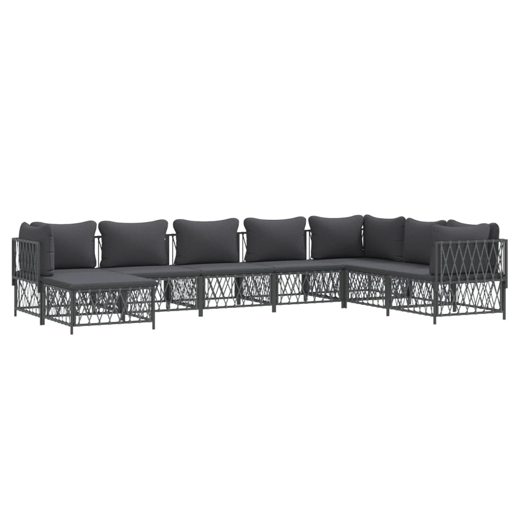 Set Salotto da Giardino 8 pz con Cuscini Antracite in Acciaio | homemem39