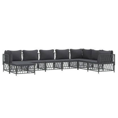 Set Salotto da Giardino 8 pz con Cuscini Antracite in Acciaio | homemem39