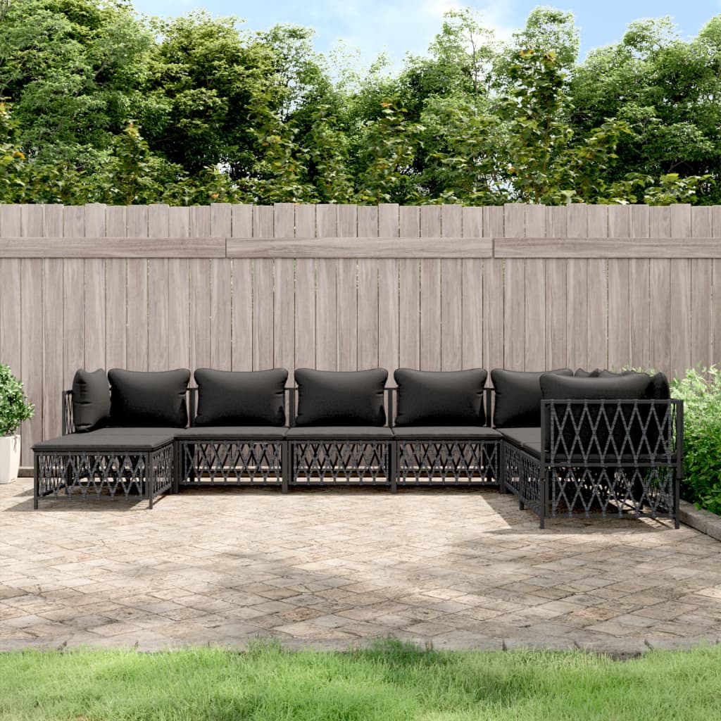 Set Salotto da Giardino 8 pz con Cuscini Antracite in Acciaio | homemem39