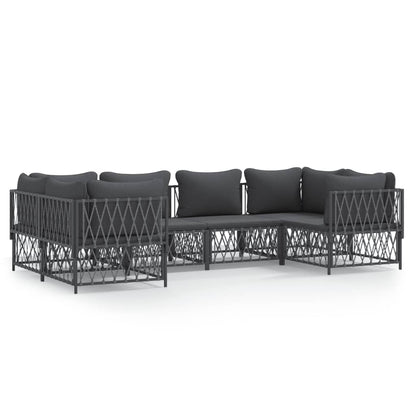 Set Salotto da Giardino 6 pz con Cuscini in Acciaio Antracite | homemem39