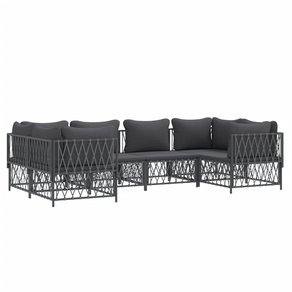 Set Salotto da Giardino 6 pz con Cuscini in Acciaio Antracite | homemem39
