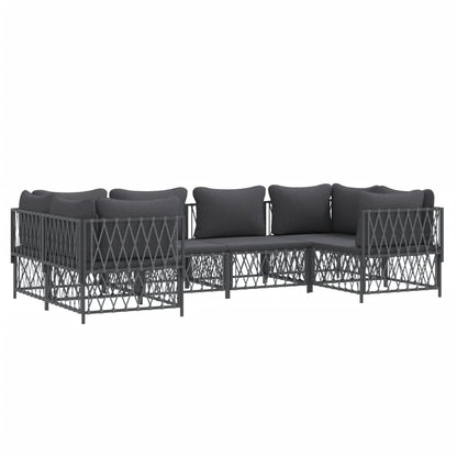 Set Salotto da Giardino 6 pz con Cuscini in Acciaio Antracite | homemem39