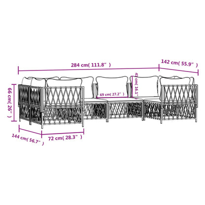 Set Salotto da Giardino 6 pz con Cuscini in Acciaio Antracite | homemem39
