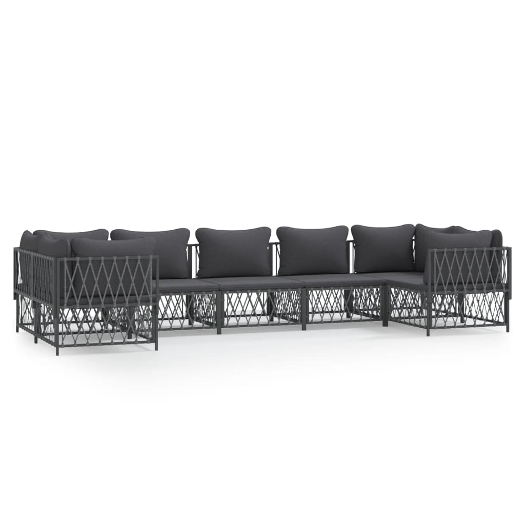 Set Divani da Giardino 7 pz con Cuscini Antracite in Acciaio | homemem39