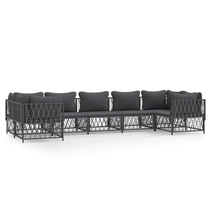 Set Divani da Giardino 7 pz con Cuscini Antracite in Acciaio | homemem39