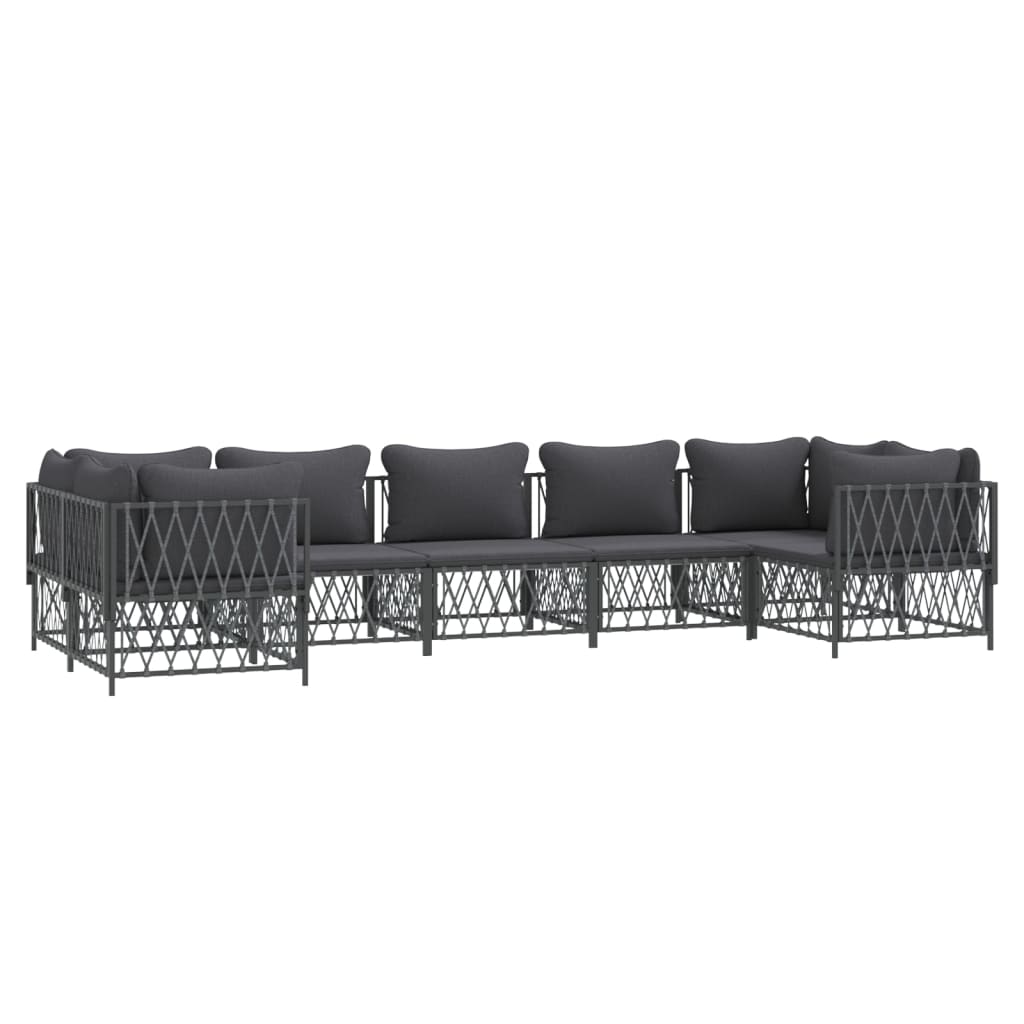 Set Divani da Giardino 7 pz con Cuscini Antracite in Acciaio | homemem39