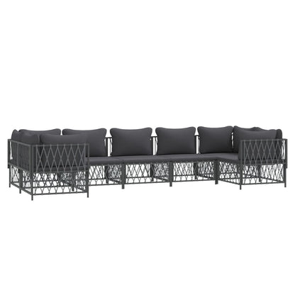 Set Divani da Giardino 7 pz con Cuscini Antracite in Acciaio | homemem39